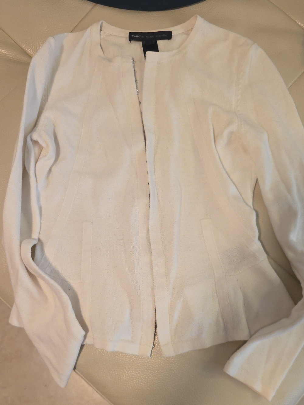 Marc by Marc Jacobs Cream Collarless Blazer Jacket